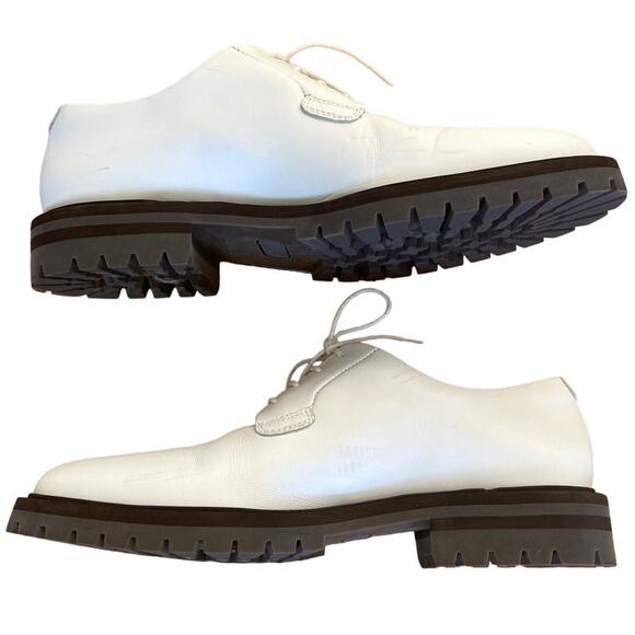 Common Projects - Men's Plain Toe Derby Shoes in White & Black - Picture 3 of 10